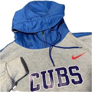 Chicago Cubs Hoodie Mens L Heather Gray MLB Nike Dri-Fit Italian Sport Design